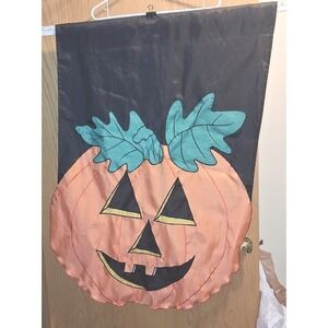 Halloween Pumpkin Jack-O-Lantern Decorative House Flag Black Orange 28x40